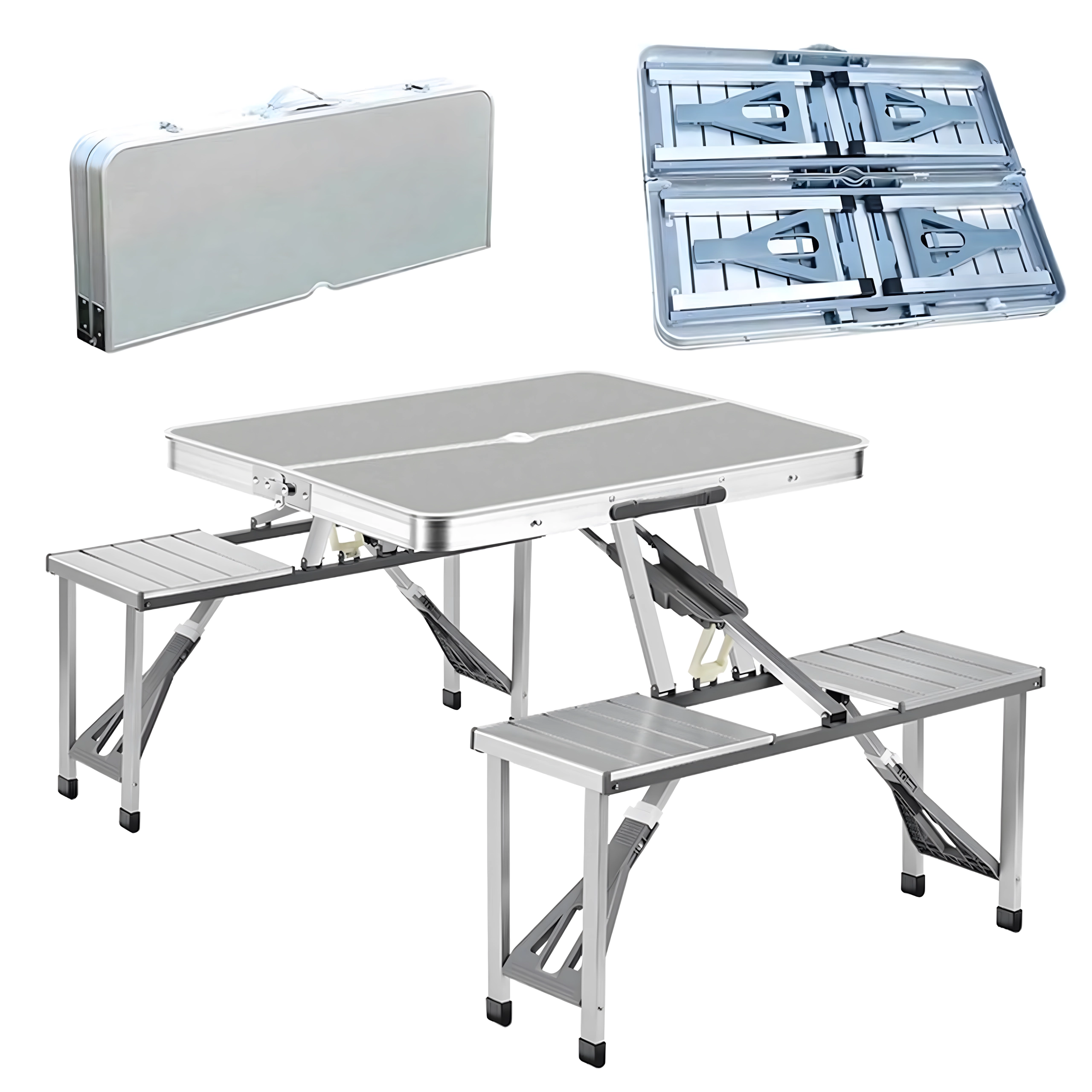 Skládací hliníkový kempingový piknikový stůl se sedátky