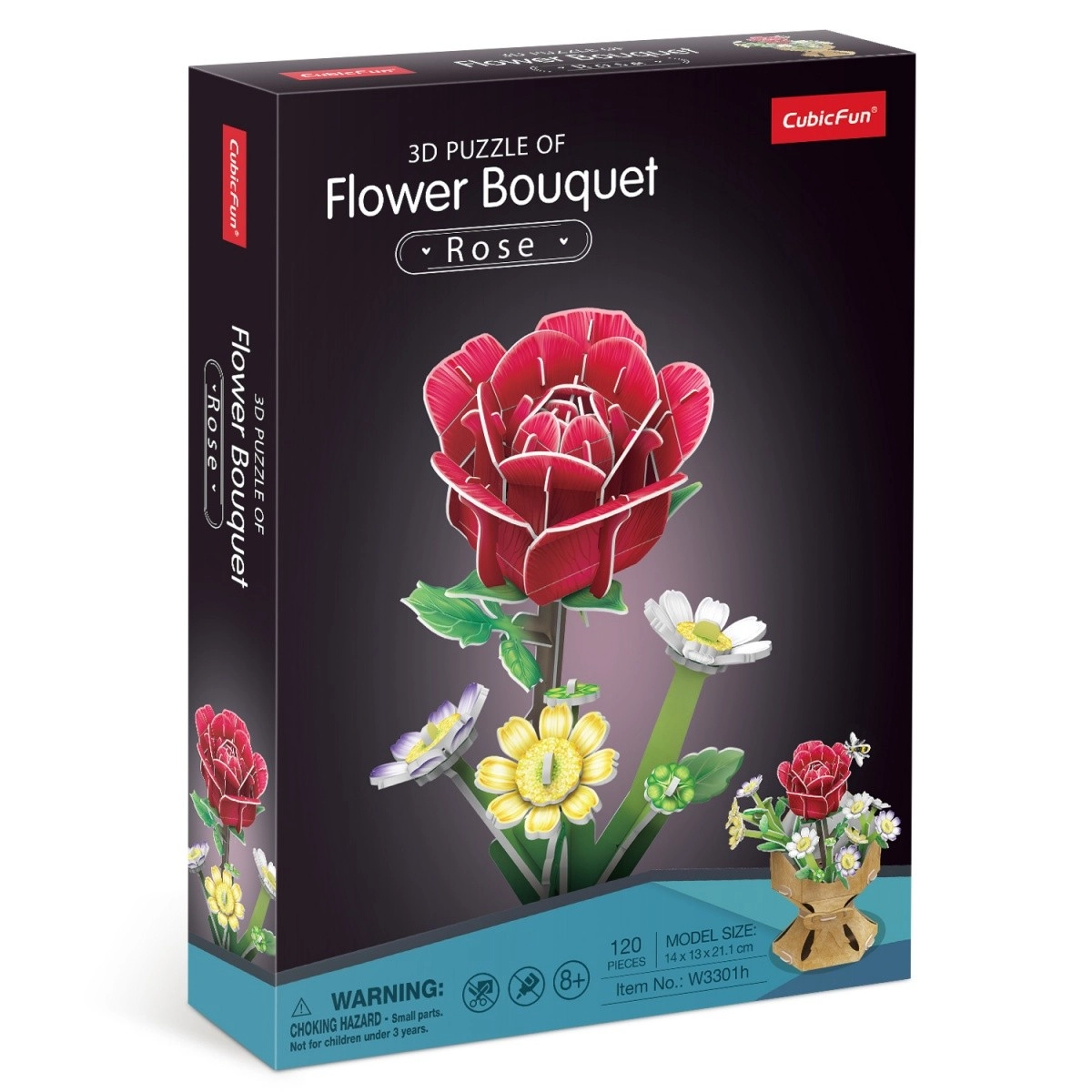 Levně CUBICFUN 3D puzzle Kytice růže 120 ks