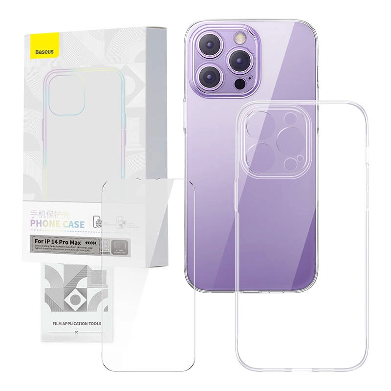 Levně Pouzdro Baseus Transparent Case and Tempered Glass set Corning for iPhone 14 Pro Max