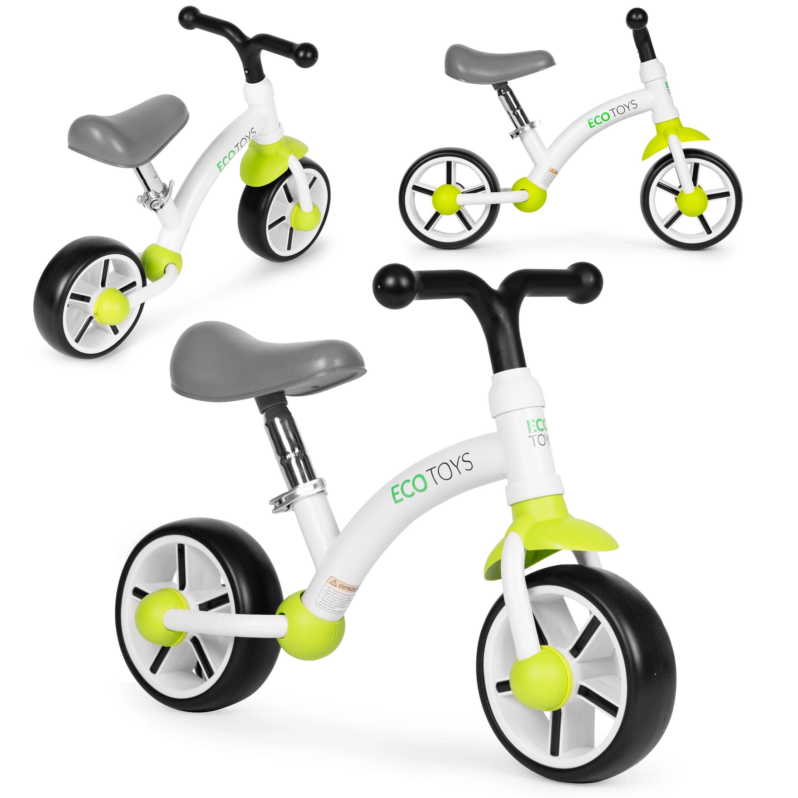 Levně Odrážedlo pro děti s EVA koly a nastavitelným sedlem ECOTOYS zelené