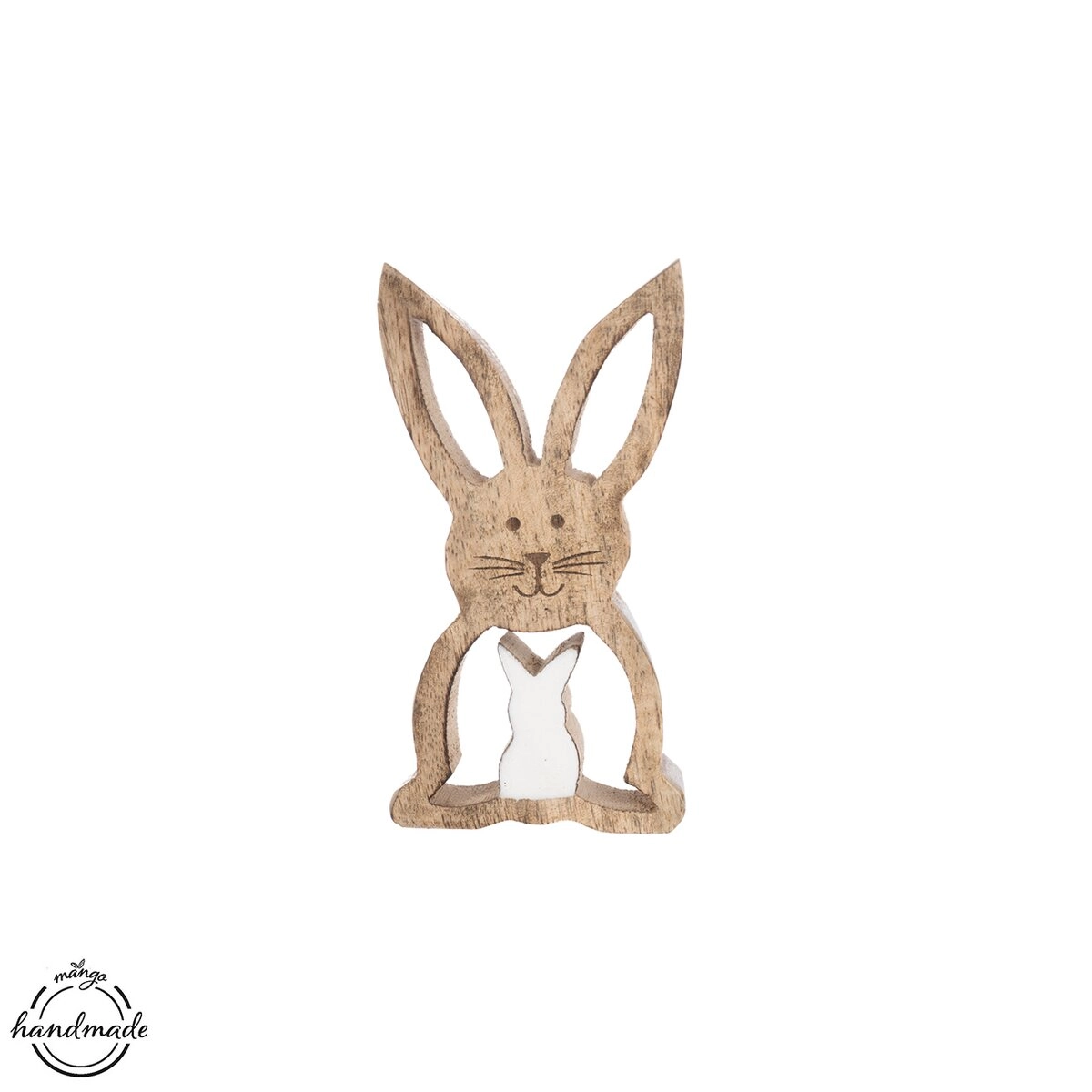 Levně Zajíc dřevo MANGO dekorace v. 12 cm
