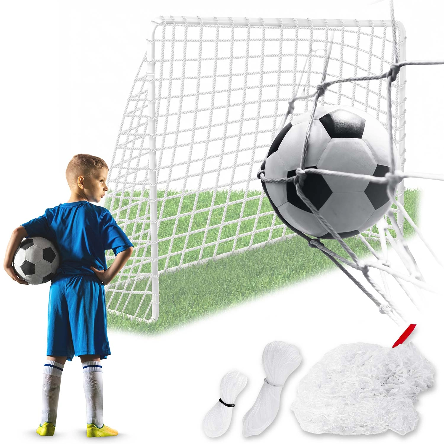 Levně Neo-Sport silná síť do fotbalové branky 300 × 200 × 90 cm