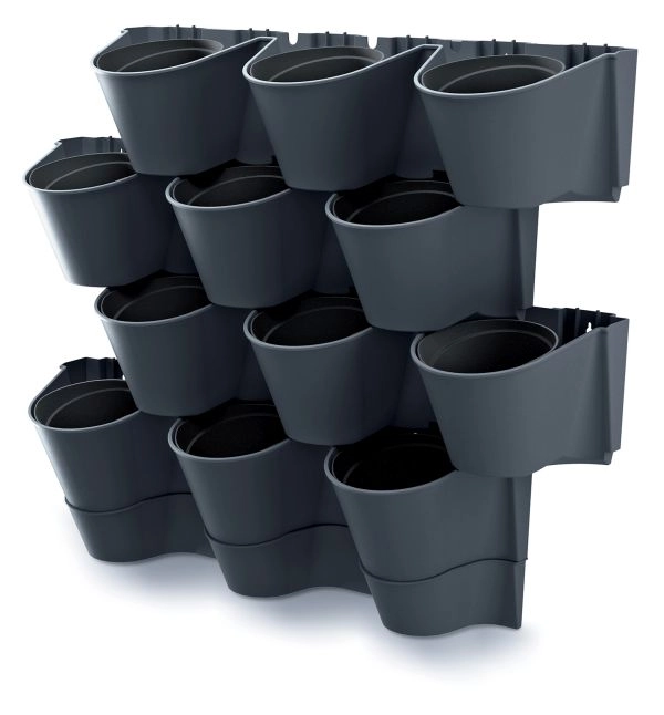 Levně Sada vertikálních květináčů na zeď Garden Wall antracit
