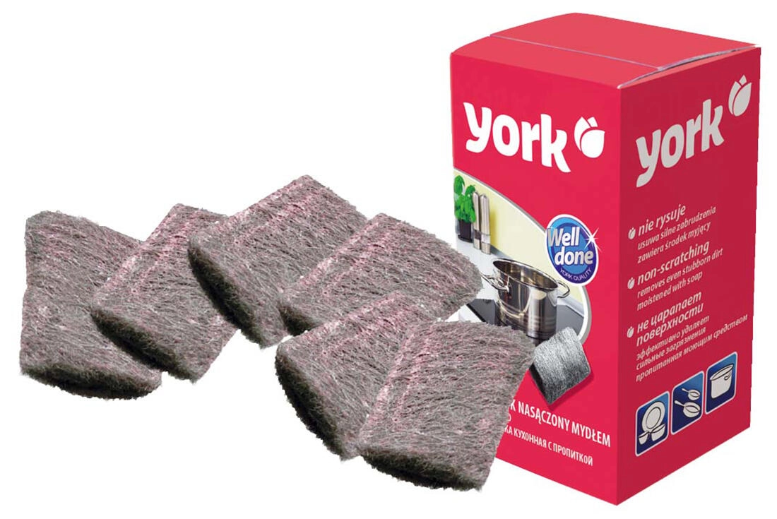 Levně YORK kuchyňská houbička napuštěná mýdlem 6 ks