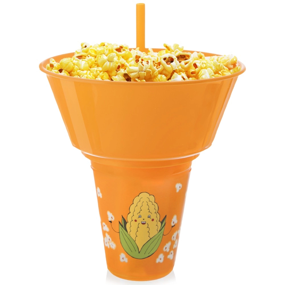 Levně Orion Pohár s miskou na popcorn kukuřice s brčkem 0,55 l