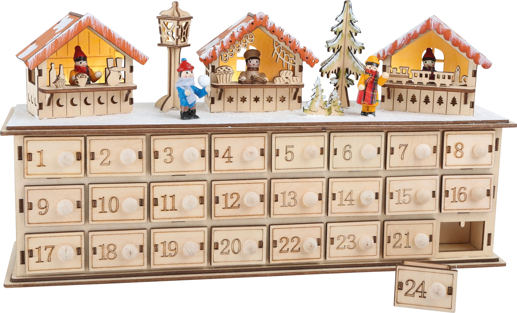 Small foot dřevěný adventní kalendář vánoční trhy