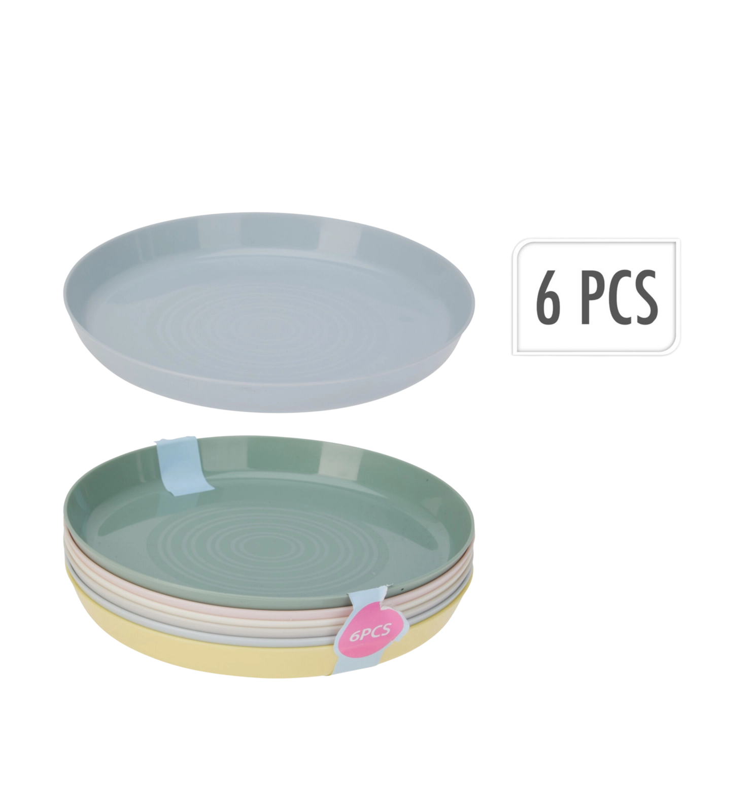 Levně Sada plastových talířů 18,5 cm – 6 barev, 6 ks