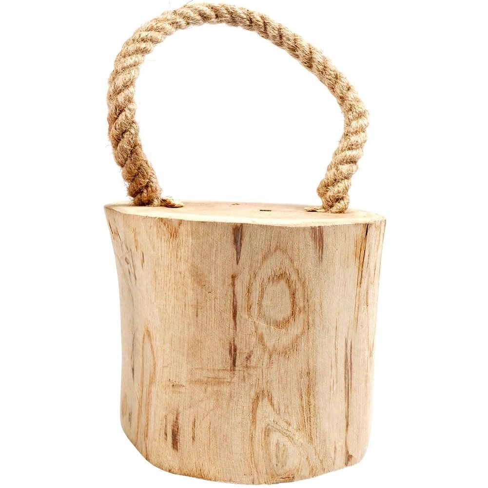 Levně Dřevěný zarážec dveří s lanem 15 cm