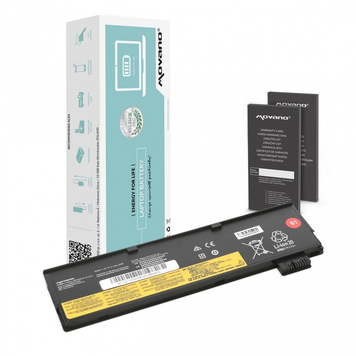 Levně Baterie Movano pro Lenovo ThinkPad T470 a T570 (24 Wh)