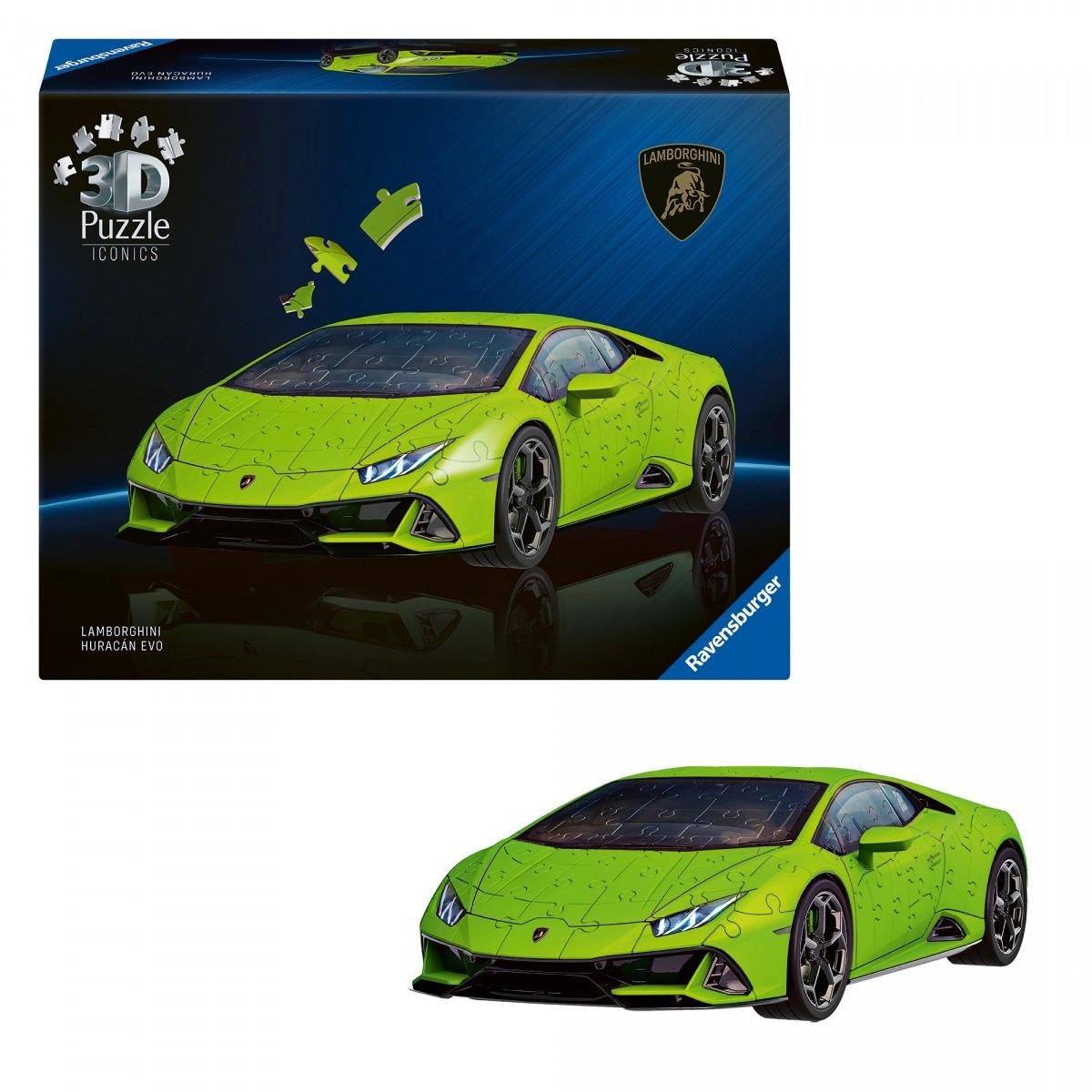 Levně 3D puzzle RAVENSBURGER Iconics: Lamborghini Huracán Evo, zelené, 108 dílků