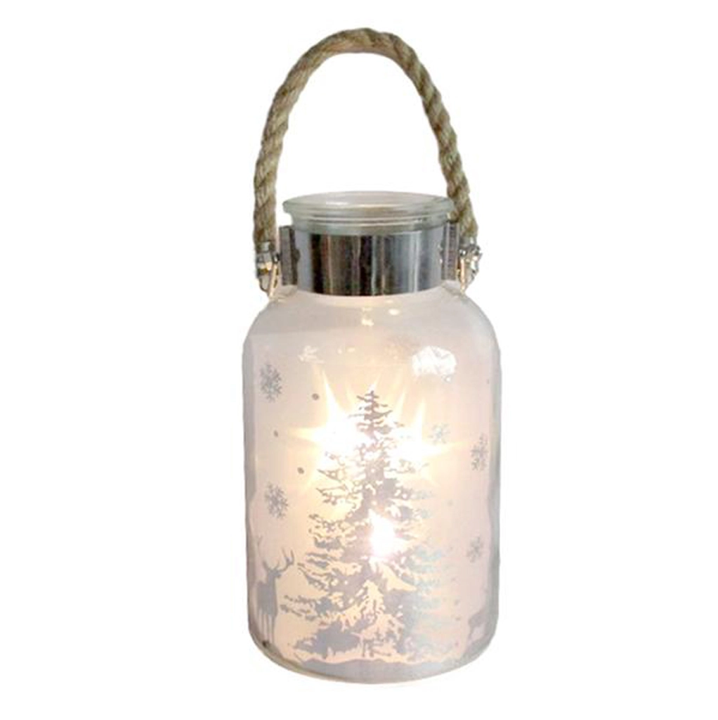 Levně Vánoční dekorační sklenice 5LED TORO 18,5cm MIX motivů
