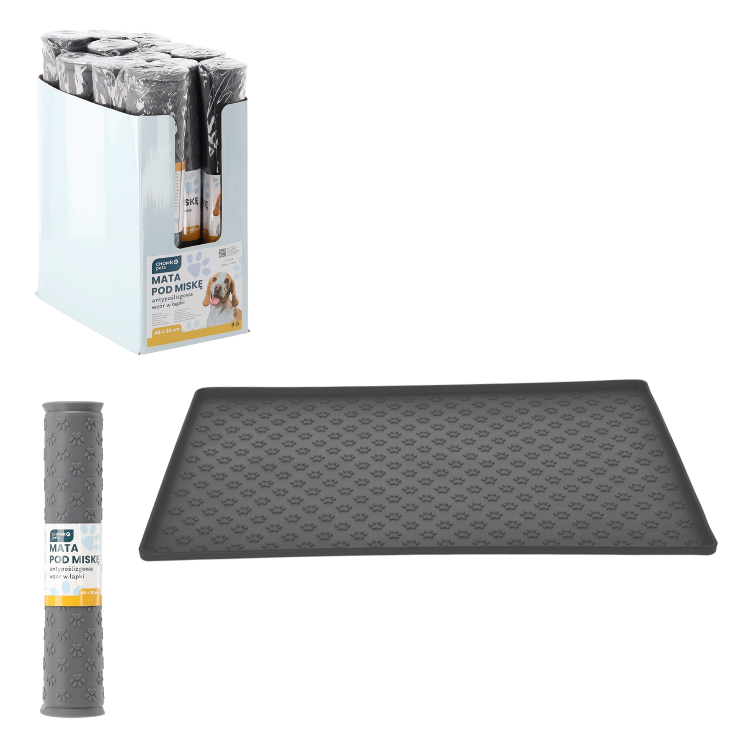 Levně Antiskluzová silikonová podložka pod misky pro psy a kočky 48 × 30 cm