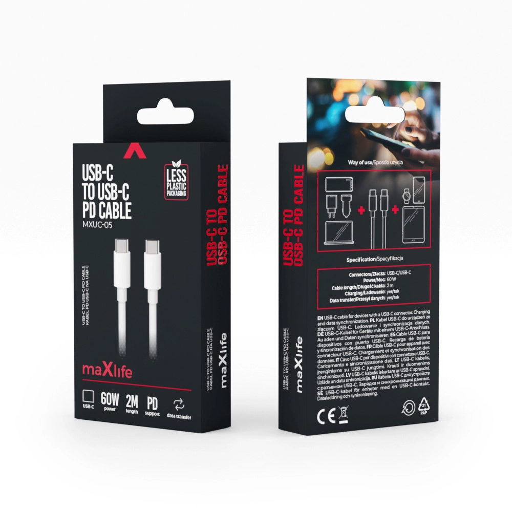 Levně Maxlife OEM0101021 USBC-USBC, 60W, 2m, bílý