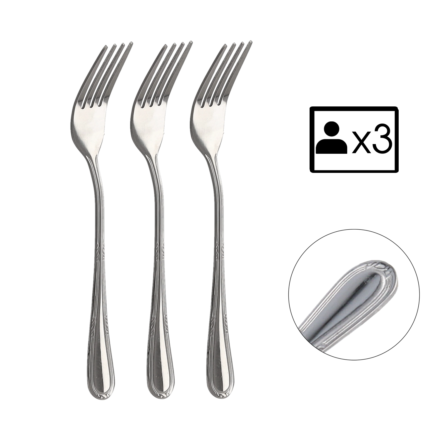 Levně Sada 3 vidliček Natalia z nerezové oceli