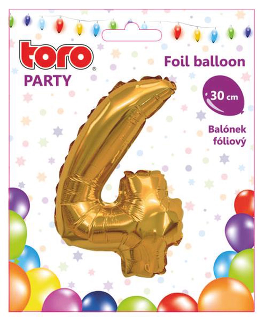 Levně Balónek ČÍSLICE 4 MATNĚ ZLATÁ 30 cm