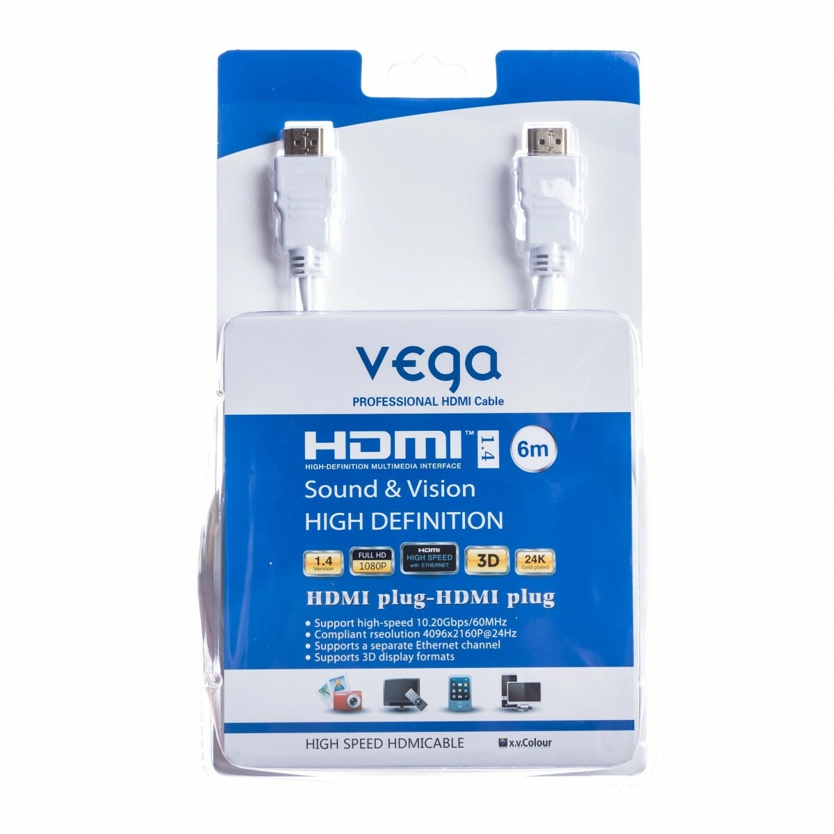 Levně HDMI kabel 6 m bílý Vega