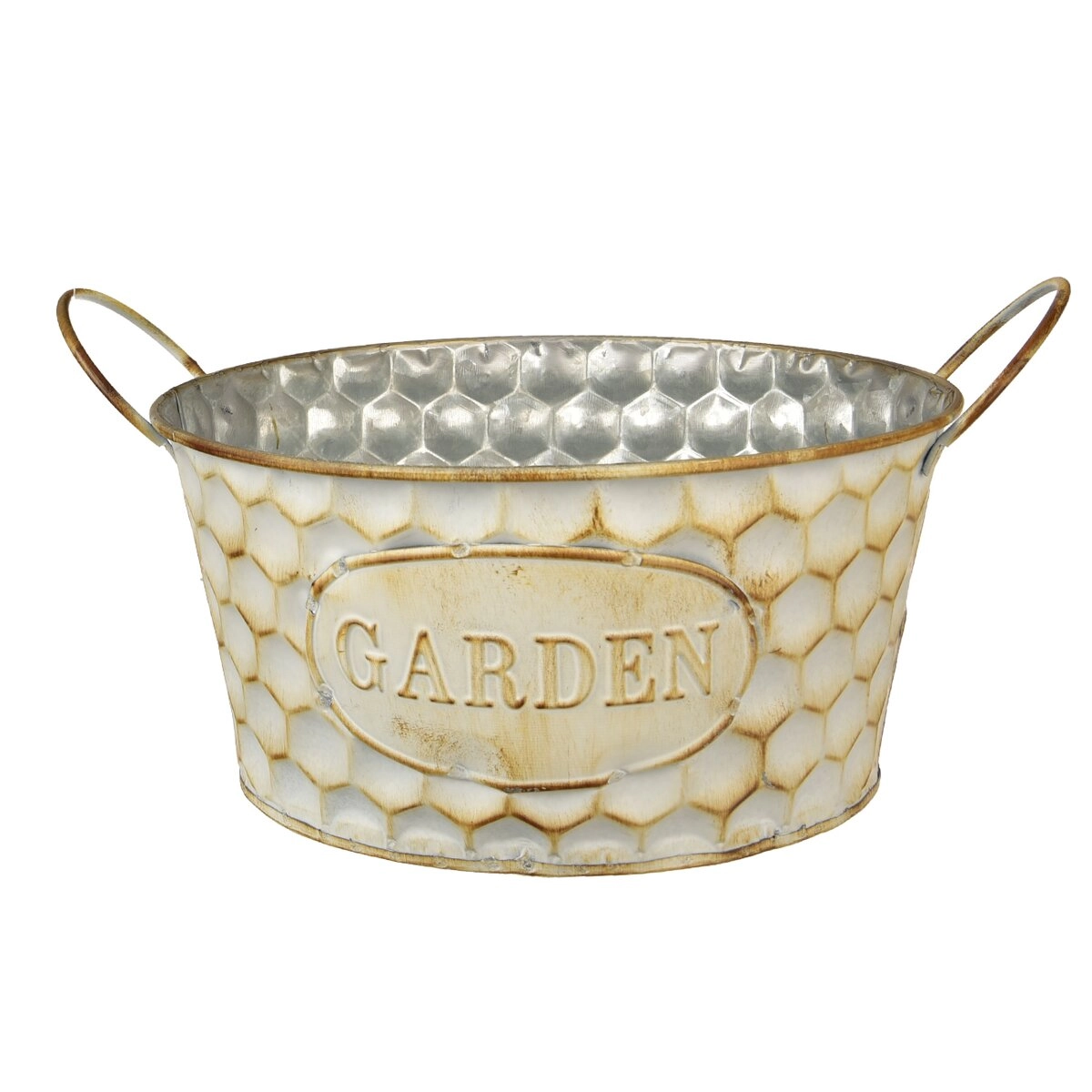 Levně Květináč GARDEN béžový plechový obdélníkový 20 × 10 × 10 cm