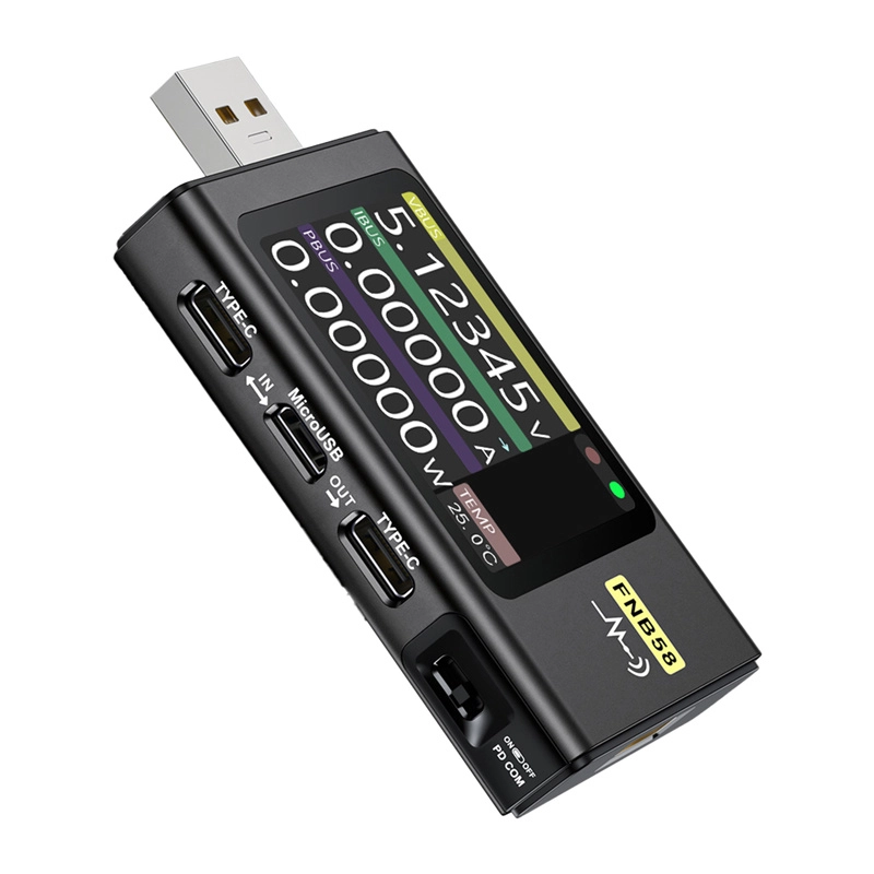 Levně Fnirsi FNB58 tester USB portů černý