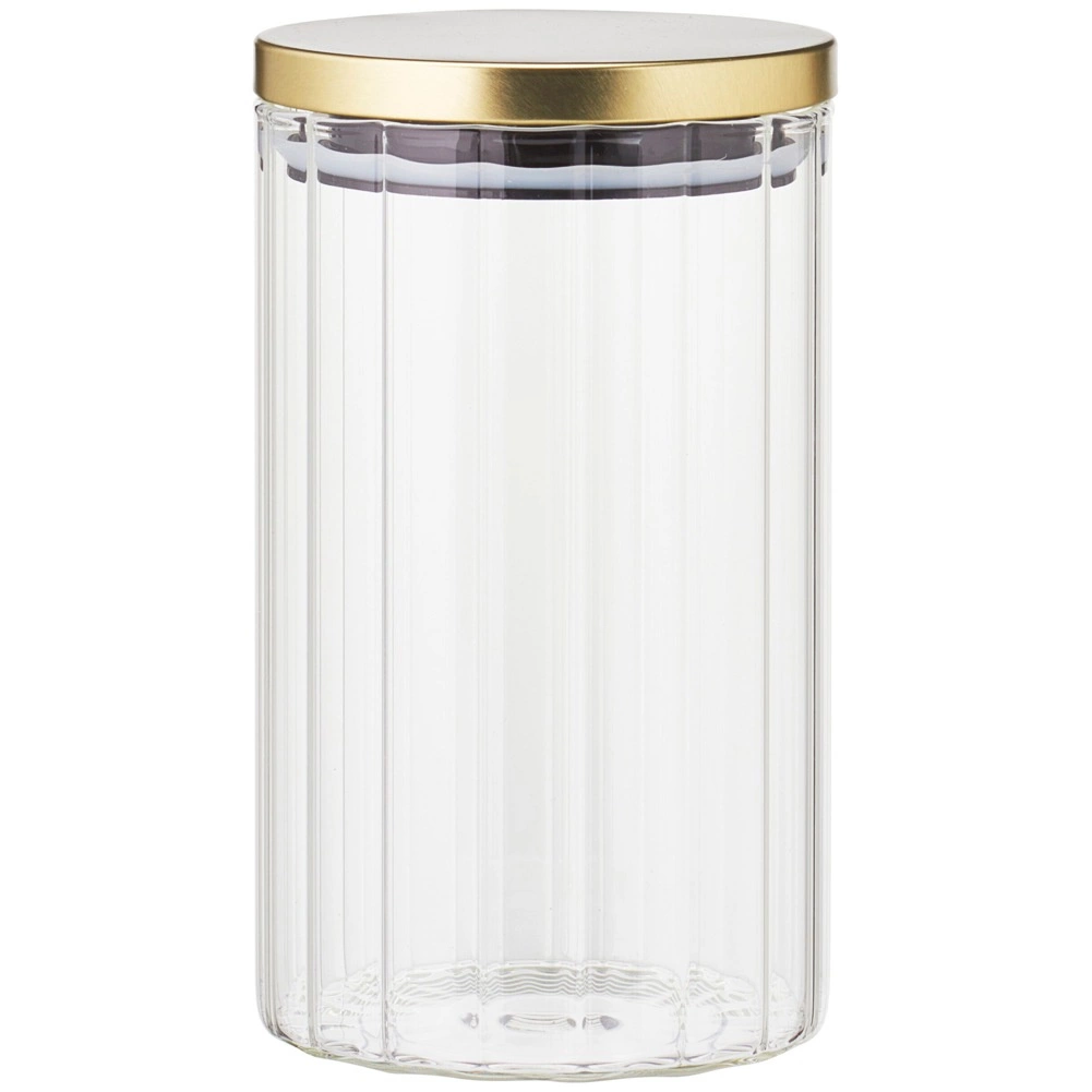 Levně EH Excellent Houseware Skleněná dóza se zlatým víčkem transparentní 1000 ml