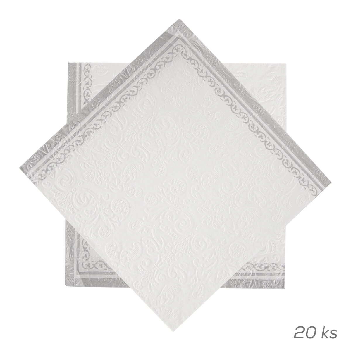Levně Orion Servírovací ubrousky embosované papír bílá stříbrná 33x33cm