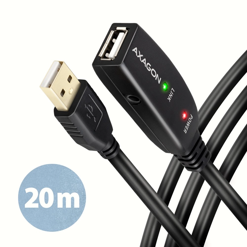 Levně Axagon ADR-220 USB 2.0 A-M na A-F aktivní prodlužovací / repeater, 20m