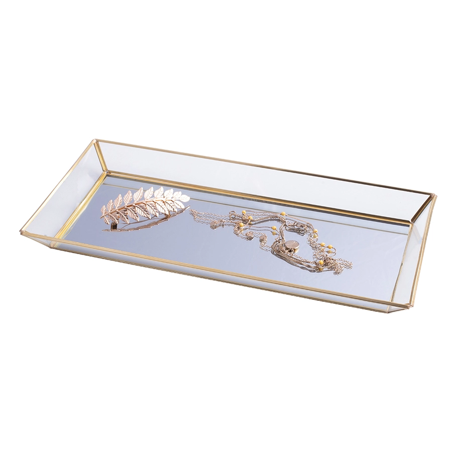 Levně Dekorativní tác Golden honey se zrcadlovou plochou 29 × 16 cm