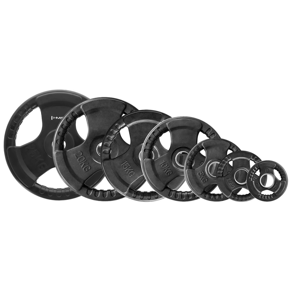 Levně Olympijský pogumovaný kotouč Tri-grip 20 kg HMS