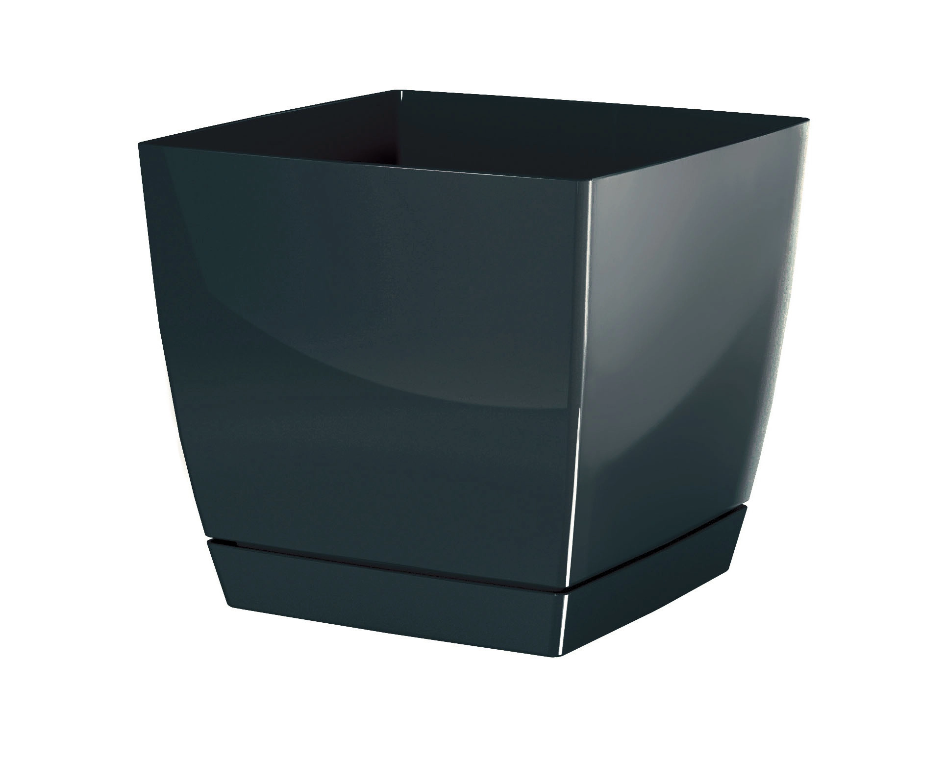 Levně Prosperplast Květináč COUBI SQUARE P s miskou grafit 21 cm