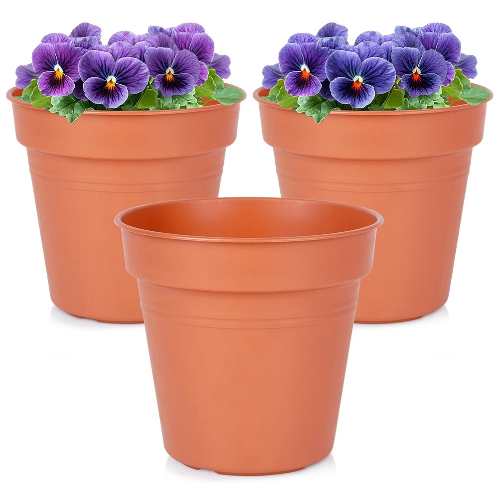 Levně Plastový zahradní květináč kulatý 15 cm, sada 3 ks