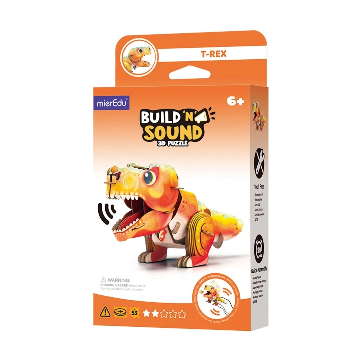 Levně Puzzle 3D MierEdu Postav a poslouchej – Tyrannosaurus Rex