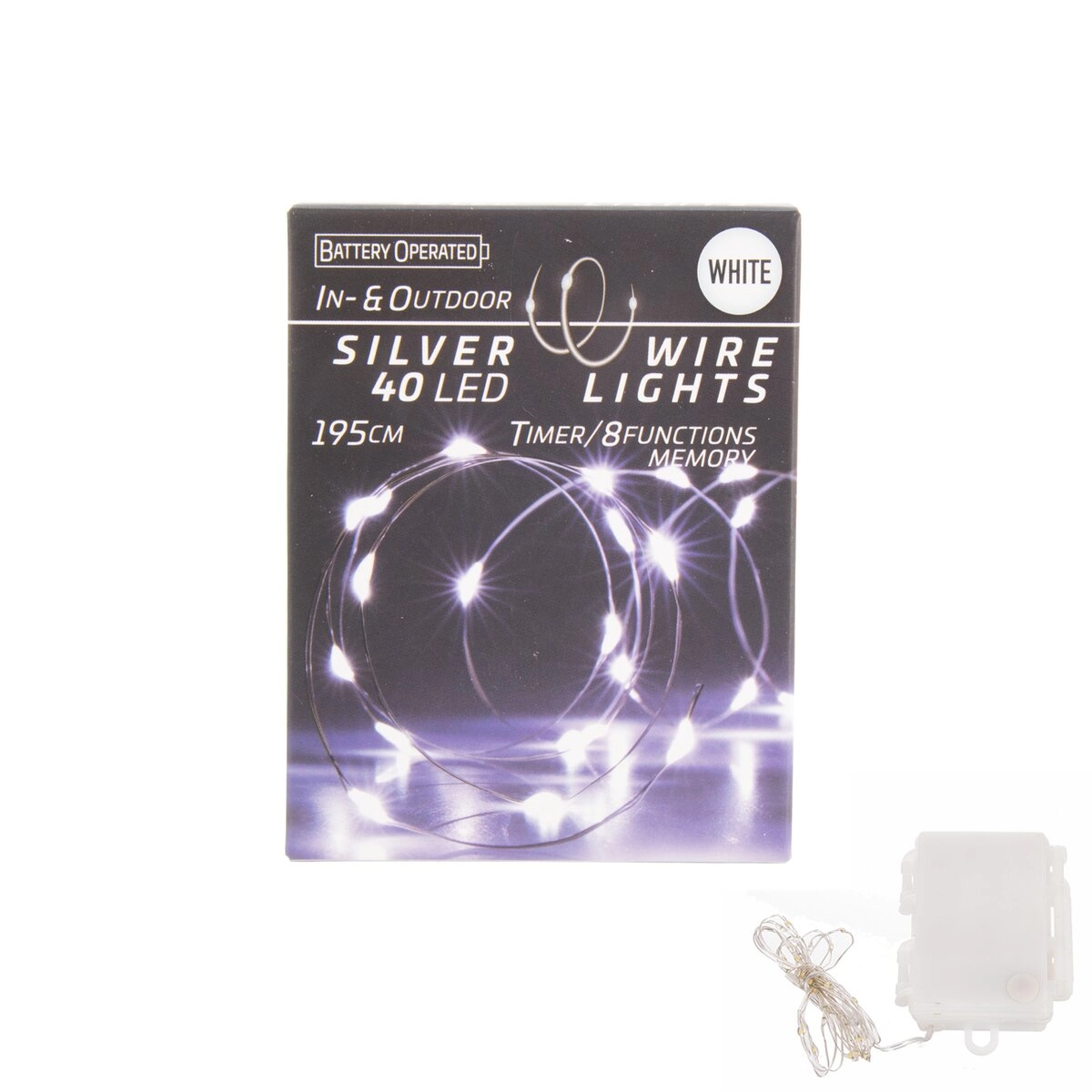 Levně Led světýlka na drátku 40 led bílá s časovačem