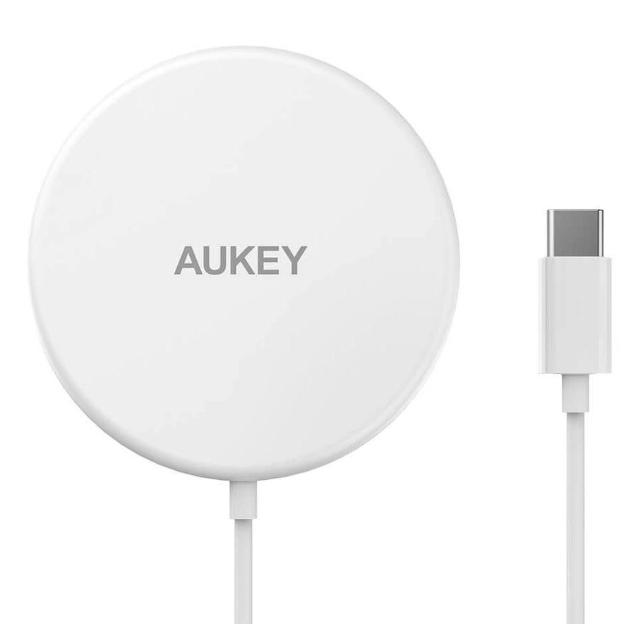 Levně Aukey Aircore Magnetic LC-A1 bílá bezdrátová nabíječka MagSafe Qi 15 W USB-C