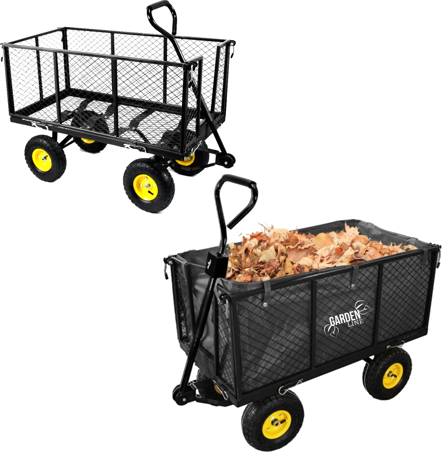 Levně Zahradní dvouúčelový vozík XL – černý s plachtou