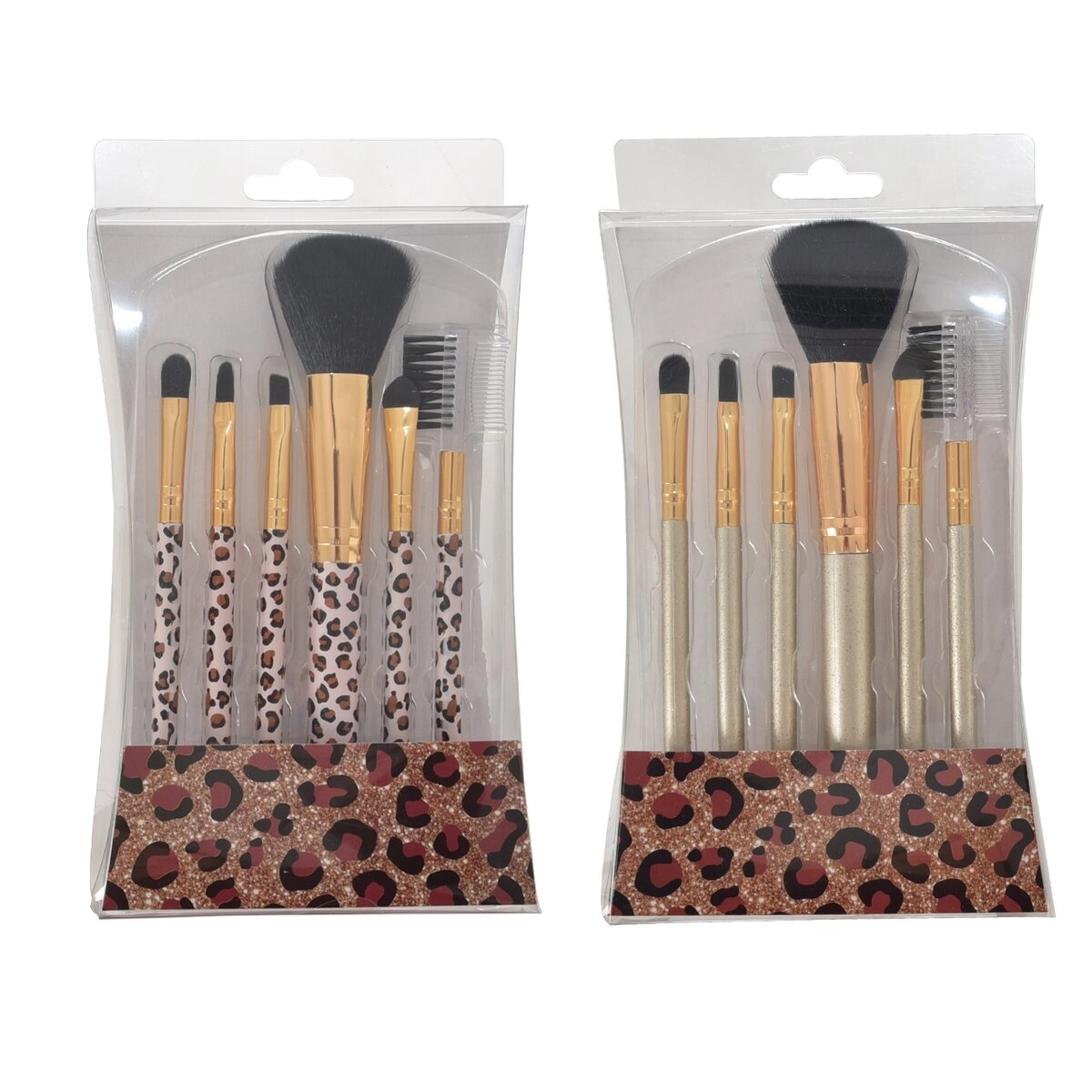 Levně Euro Habitat Kosmetické štětce na make-up 6 ks Leopard