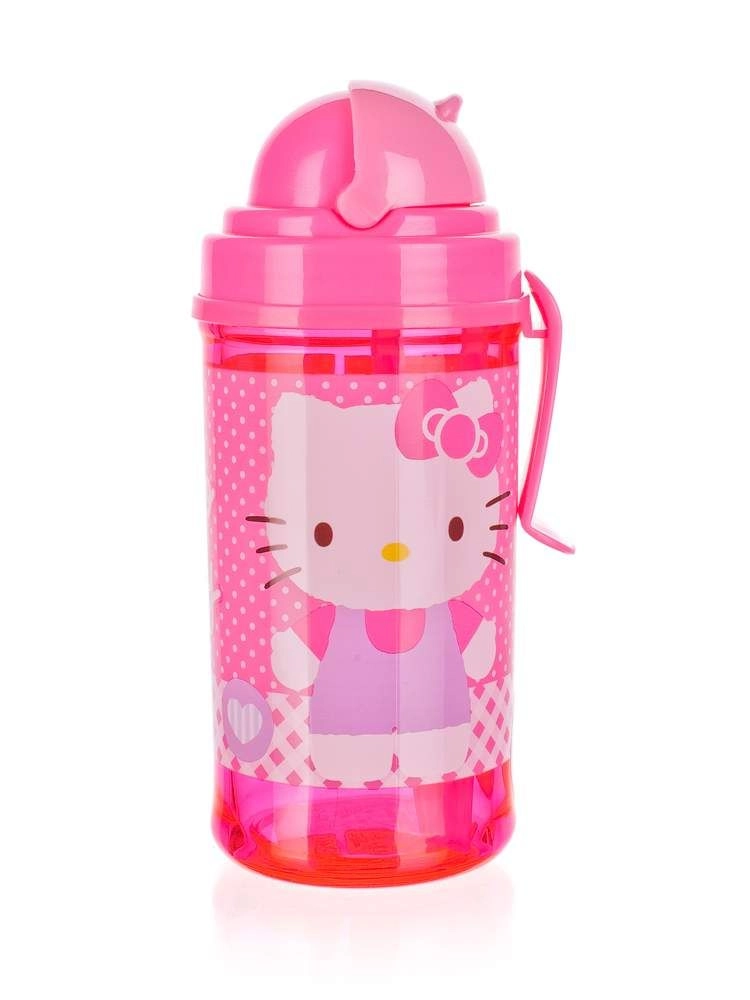 Levně Láhev se slámkou 350 ml Hello Kitty