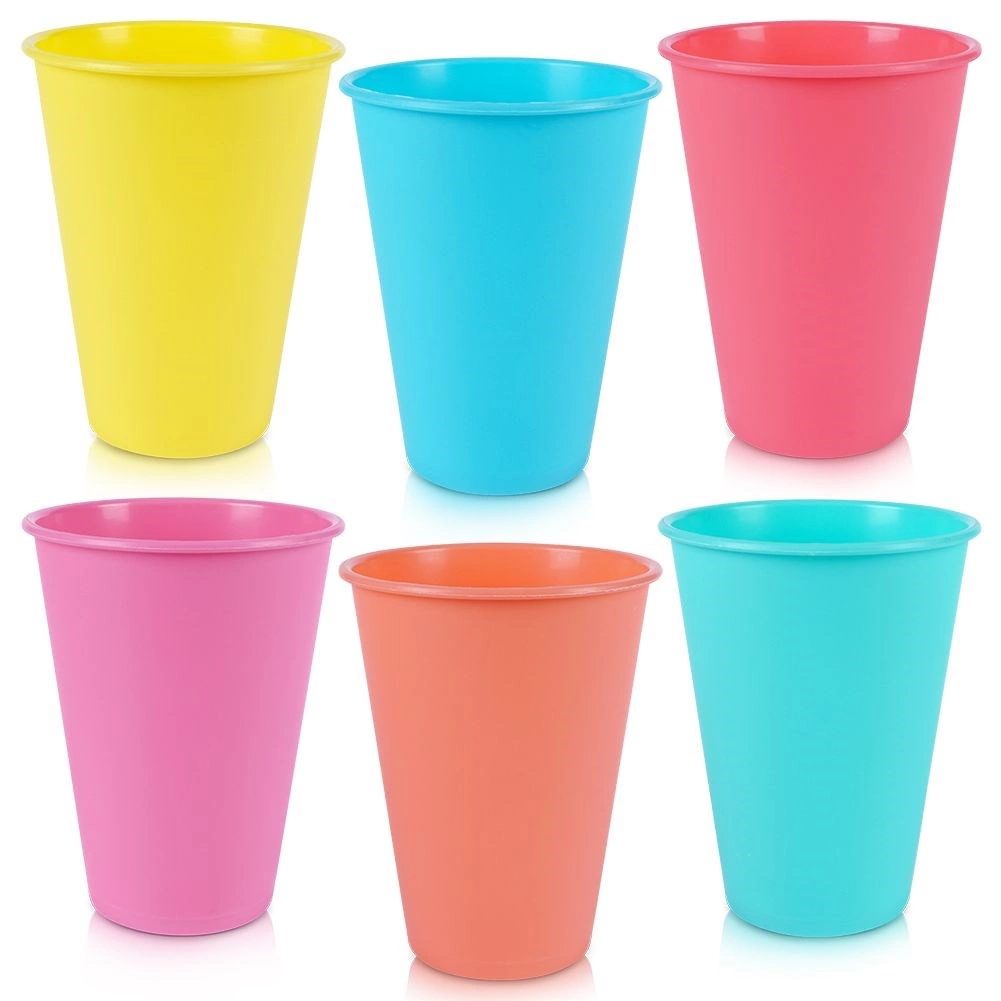 Levně Plastové kelímky 400 ml, sada 6 ks – barevné, znovupoužitelné