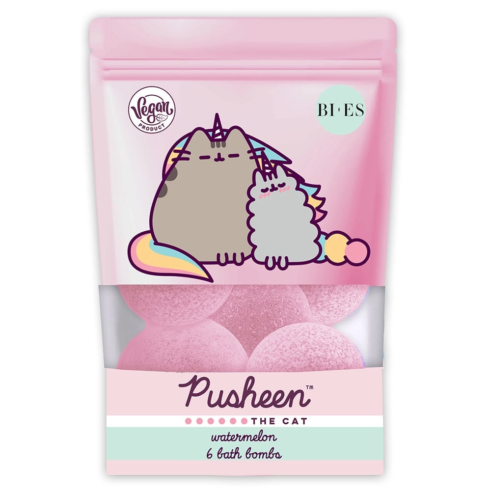Levně Pusheen The Cat šumivé bomby do koupele vodní meloun 6×55 g