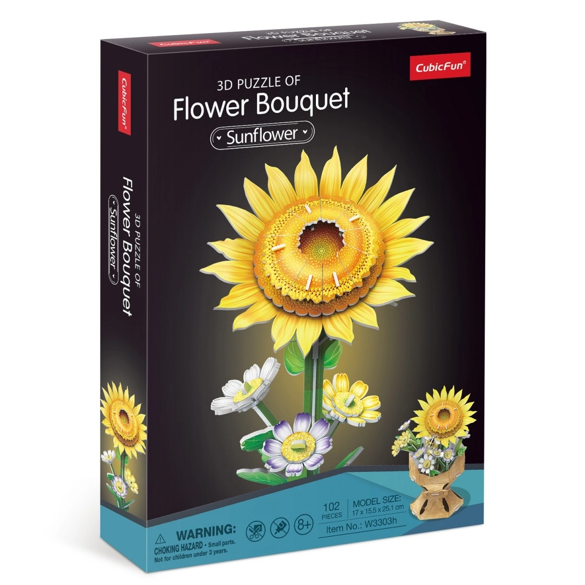 Levně CUBICFUN 3D puzzle Kytice slunečnice 102 ks