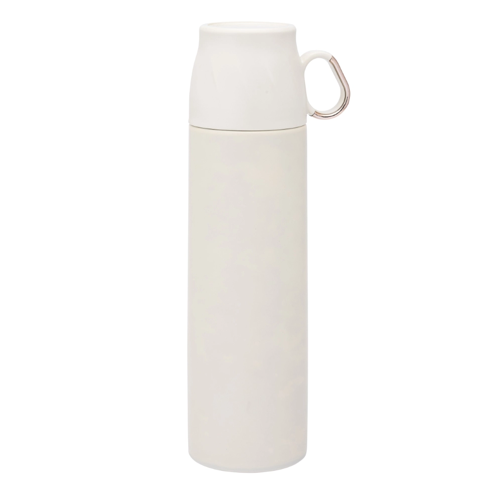 Levně Altom Design termoska s víčkem ve tvaru šálku 500 ml bílá se zlatými detaily