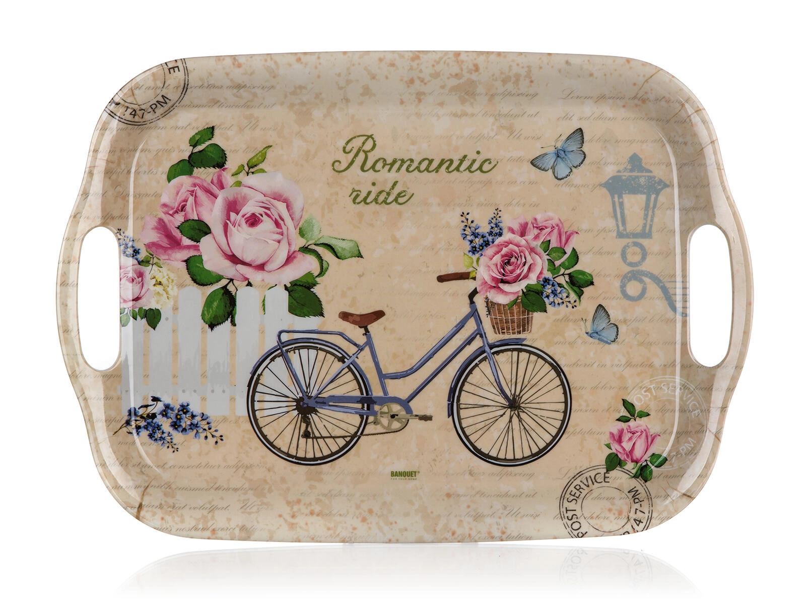 Levně Banquet Tác s uchy melaminový Romantic ride 36x25,5cm