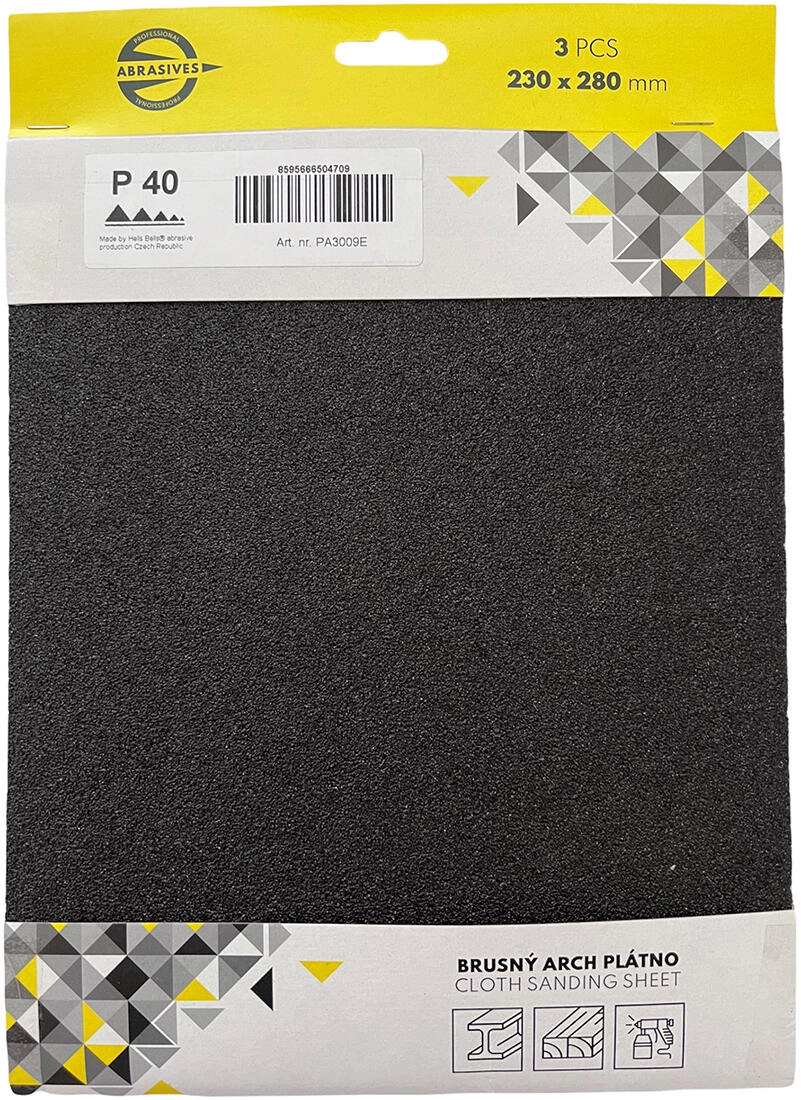 Levně plátno brusné na kov,dřevo zr. 60, 230x280mm (3ks)