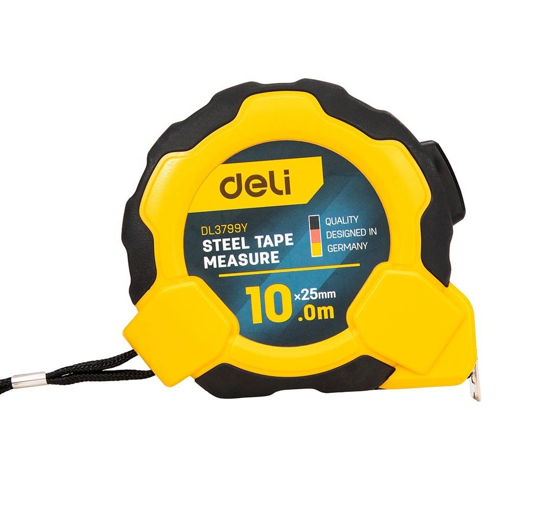 Levně Deli Tools Ocelové měřicí pásmo 10m 25mm EDL3799Y yellow