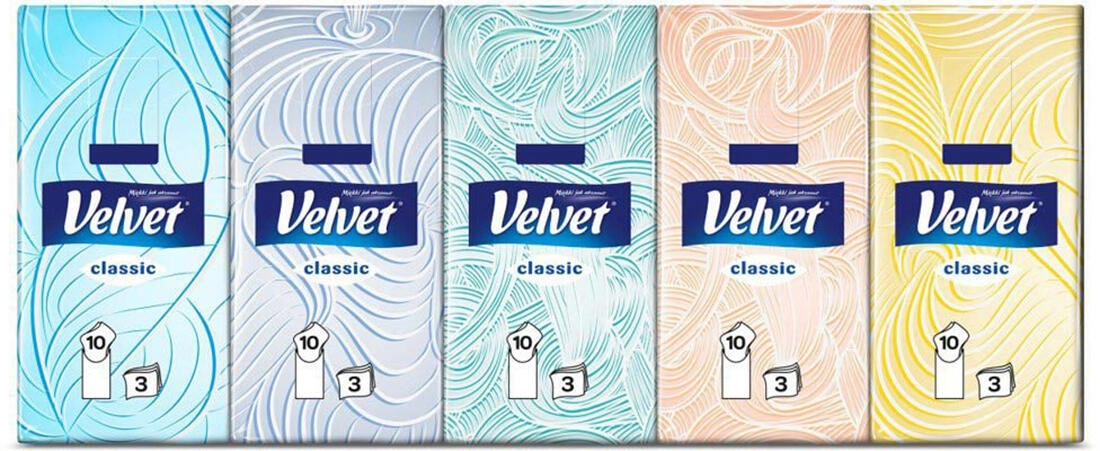 Levně Velvet Classic papírové kapesníčky 3-vrstvé 10 x 10 ks