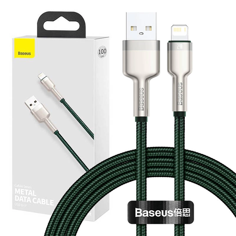 Levně USB kabel pro Lightning Baseus Cafule, 2,4A, 1m (zelený)