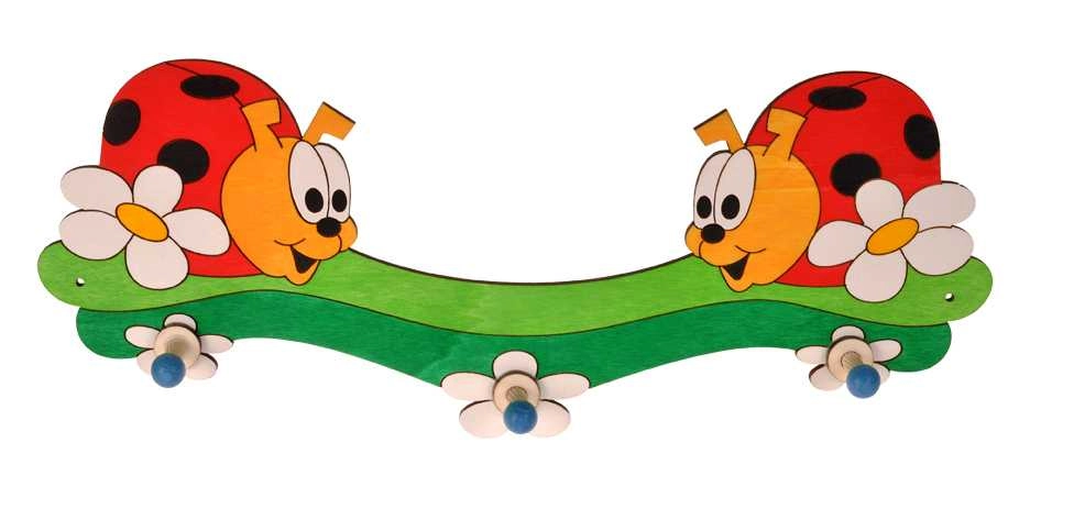 Levně Dřevěný věšáček se třemi háčky berušky DoDo