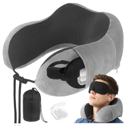 Levně Cestovní 3D polštář na krk XTROBB s maskou na oči a špunty
