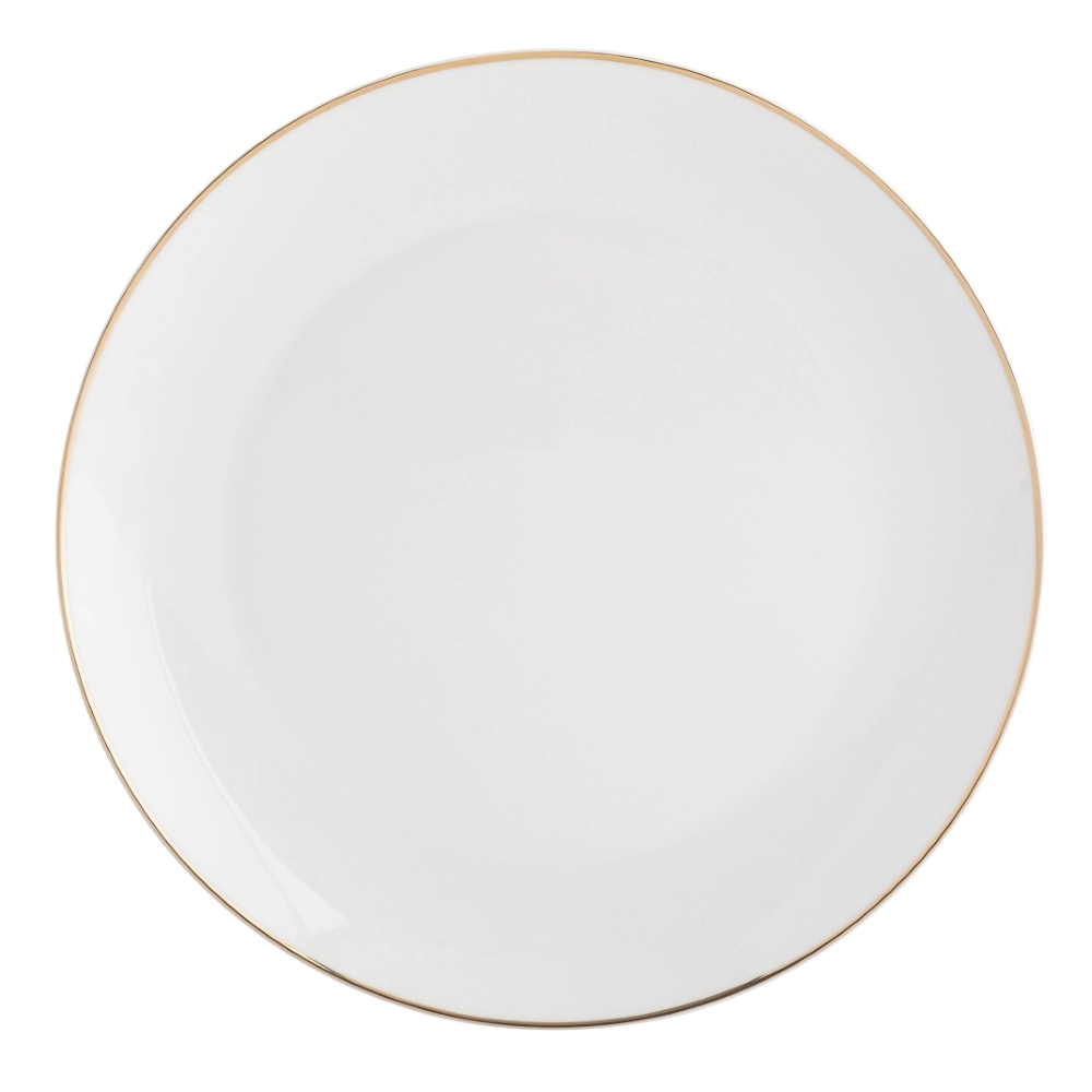 Levně Mělký porcelánový talíř bella zlatá linie 26 cm krémový se zlatým lemem Altom Design