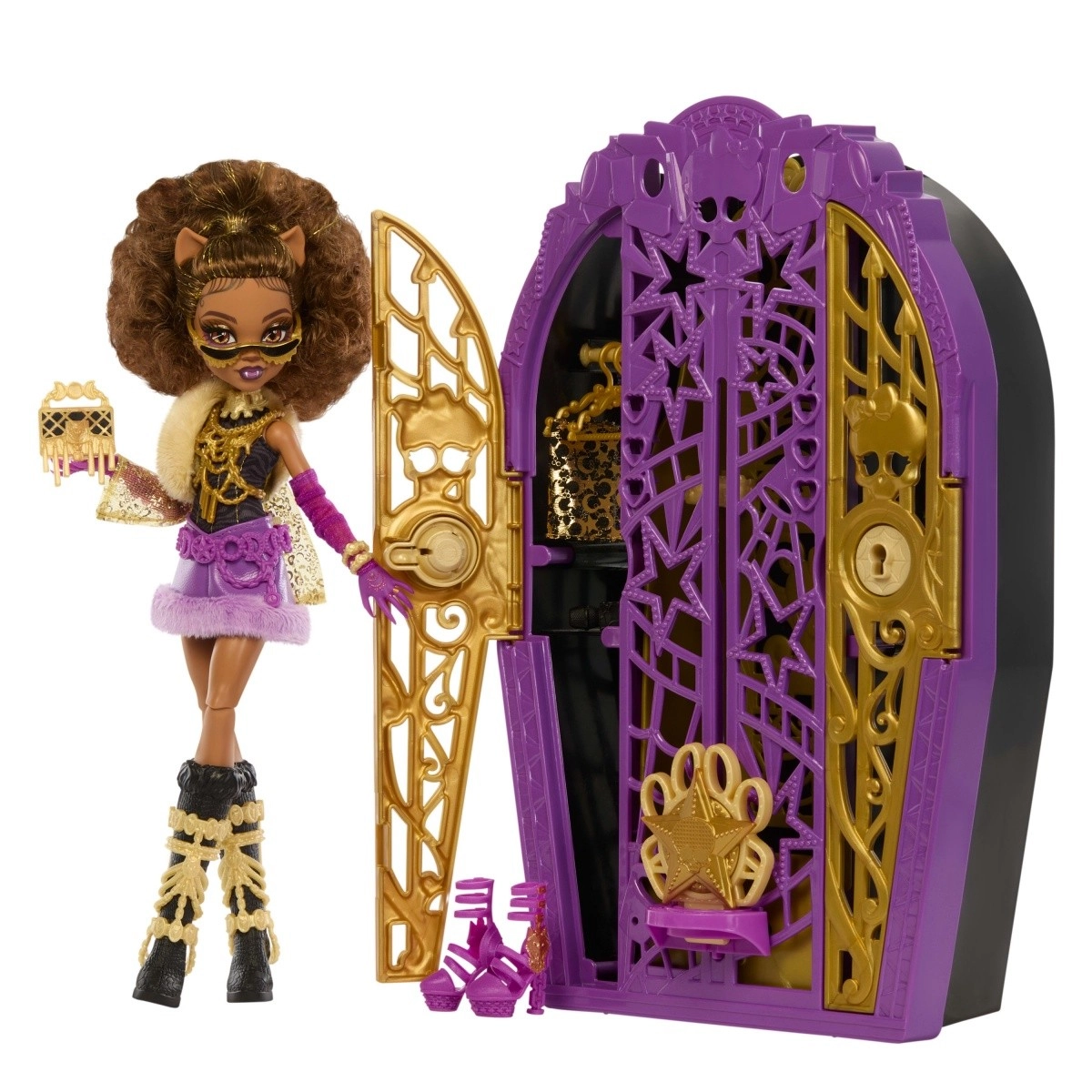 Levně Lalka MONSTER HIGH Strašidelná tajemství Clawdeen Wolf s tajnou skříní a doplňky