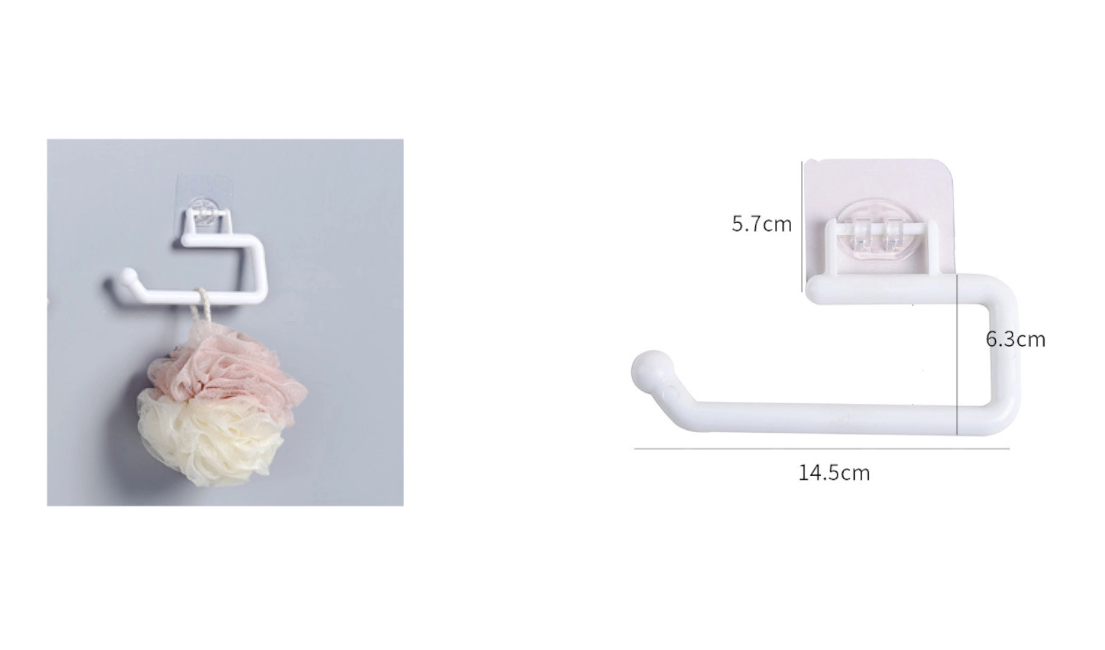 Levně Samolepicí držák na toaletní papír, bílý, 14,5 cm