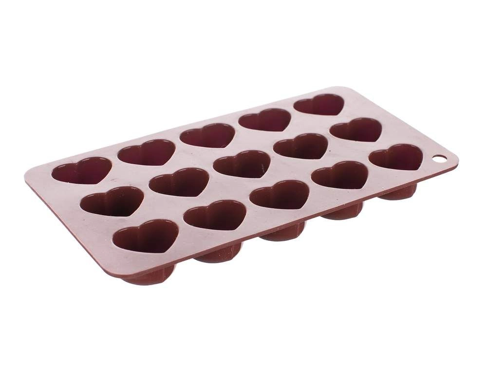 Levně Banquet Formičky na čokoládu silikonové Culinaria Brown serdíčka 20,5x10,5cm